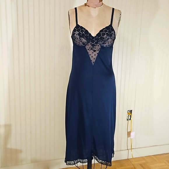 VINTAGE FORMFIT ROGERS black lacy chemise dress - Picture 6 of 12